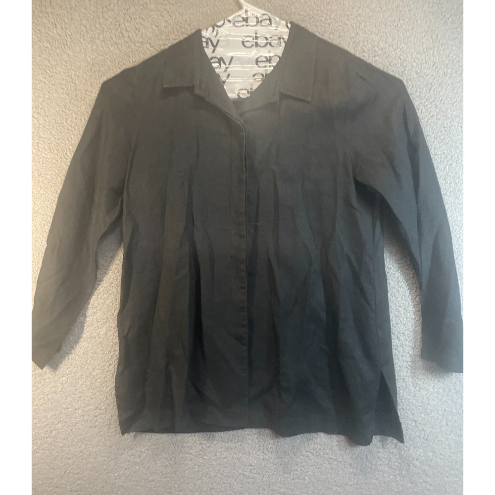 Joseph A. Button Up Shirt Women's Black Size 14 Preppy Casual